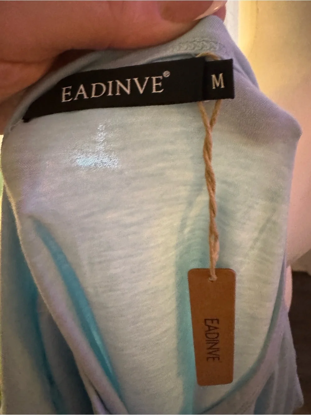 Women's Light Blue Henley Sleeve Top
